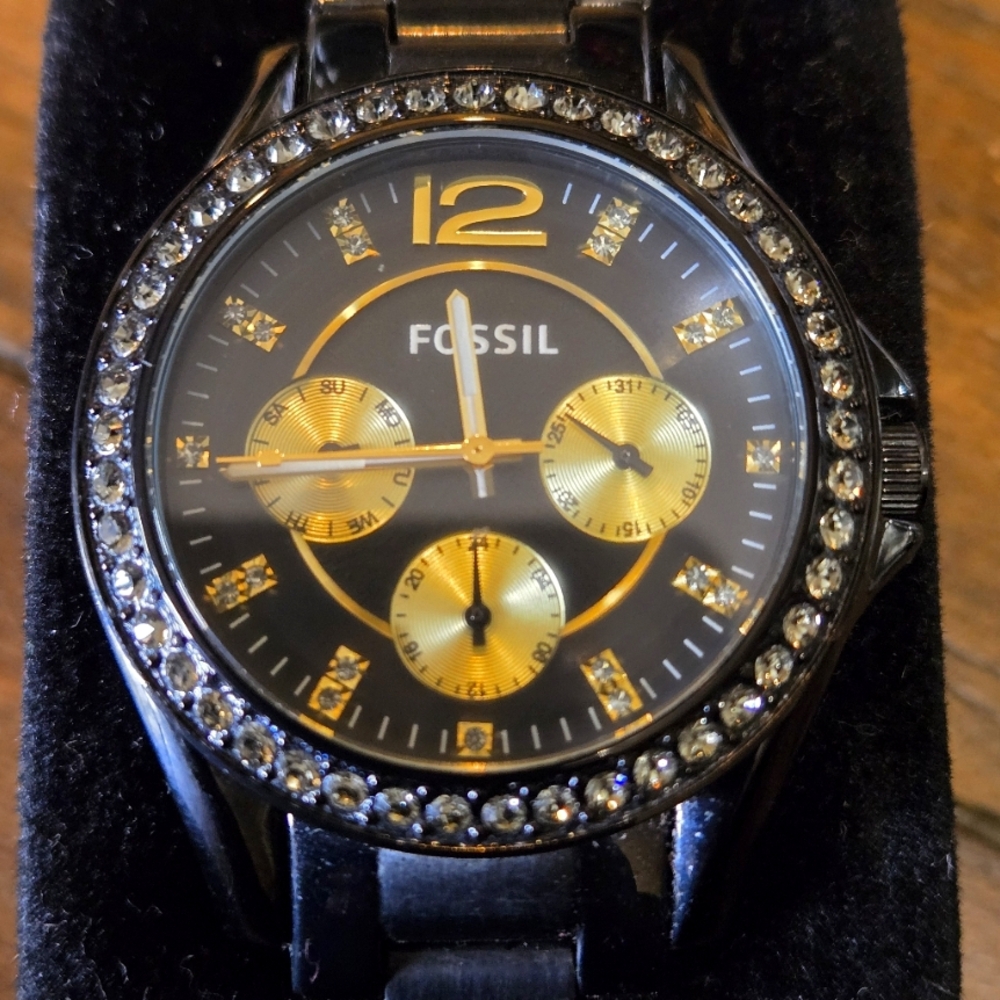 Fossil Black and Gold Chronograph Watch